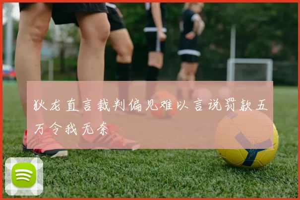 狄龙直言裁判偏见难以言说罚款五万令我无奈